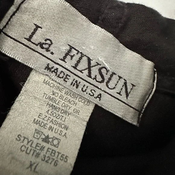 VTG 90s LA FIXSUN LINEN TUNIC LAGENLOOK TOP BLACK WOMENS XL MADE IN USA - Picture 3 of 9